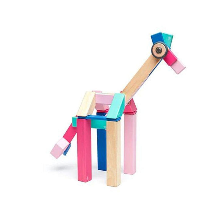 Tegu - 42 piece wooden magnetic blocks - blossom