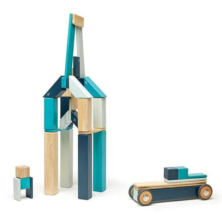 Tegu - 42 pc wooden magnetic blocks - blues