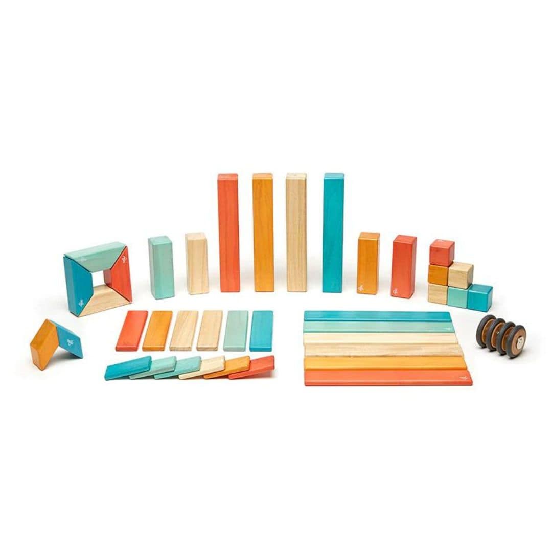 Tegu - 42 piece wooden magnetic block set - sunset