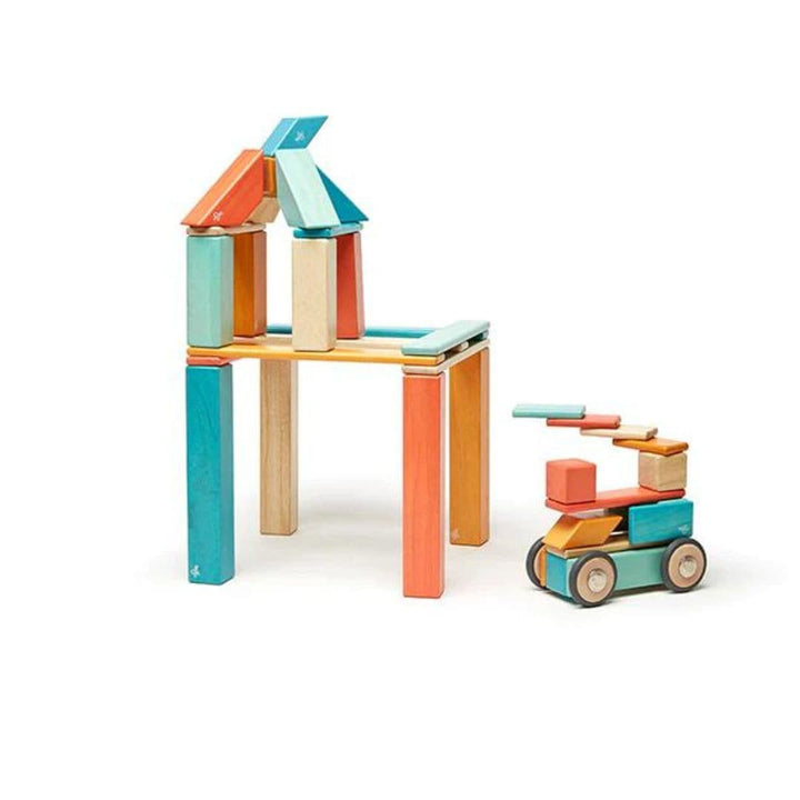 Tegu - 42 piece wooden magnetic block set - sunset