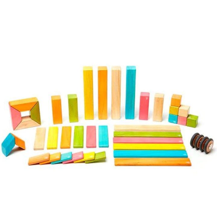 Tegu - 42 piece wooden magnetic block set - Tints