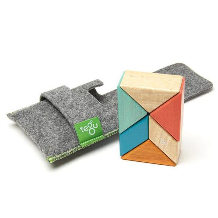 Tegu - Prism pocket pouch wooden magnetic blocks travel toy - Sunset