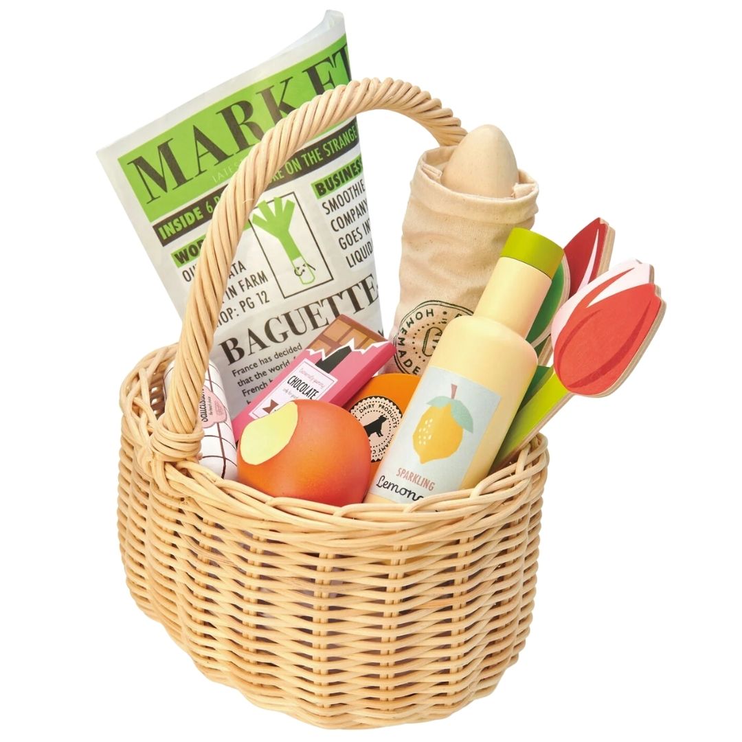 Tender Leaf Toys Wicker Shopping Basket- Wooden Toys- Bella Luna Toys